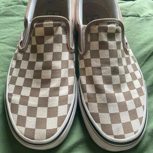 Checkered Vans - Like New - cream & white
